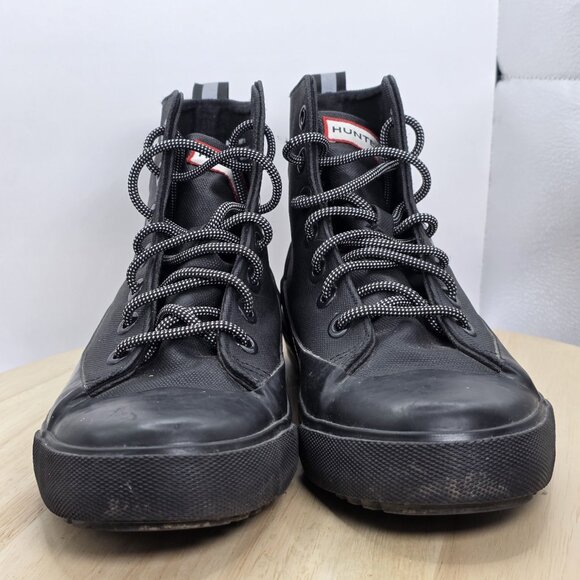 Womens Size 8.5 - Hunter Target Dipped Canvas High-Top Sneakers Black on Black - Picture 2 of 9